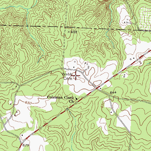 Topographic Map of Webb Cemetery, GA