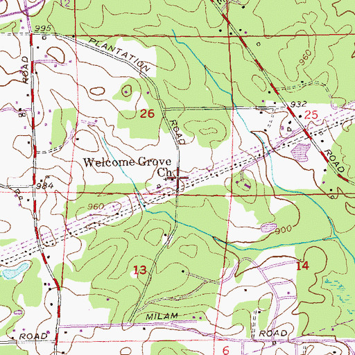 Topographic Map of Welcome Grove Church, GA