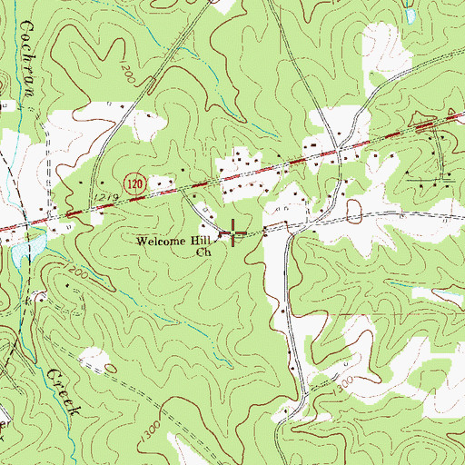 Topographic Map of Welcome Hill Church, GA