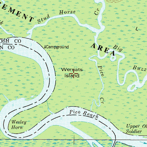 Topographic Map of Werriats Island, GA