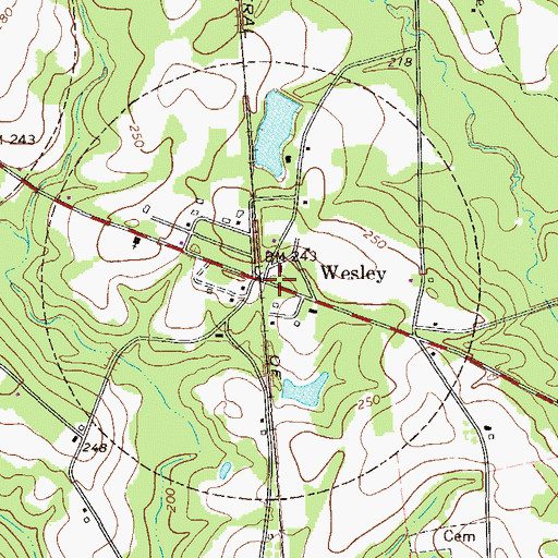 Topographic Map of Wesley, GA