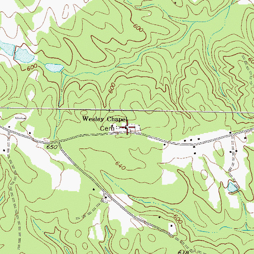 Topographic Map of Wesley Chapel, GA