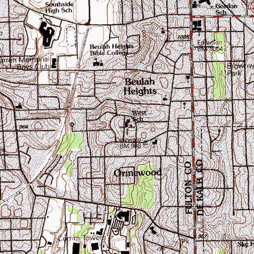 Topographic Map of Atlanta Charter Middle School, GA