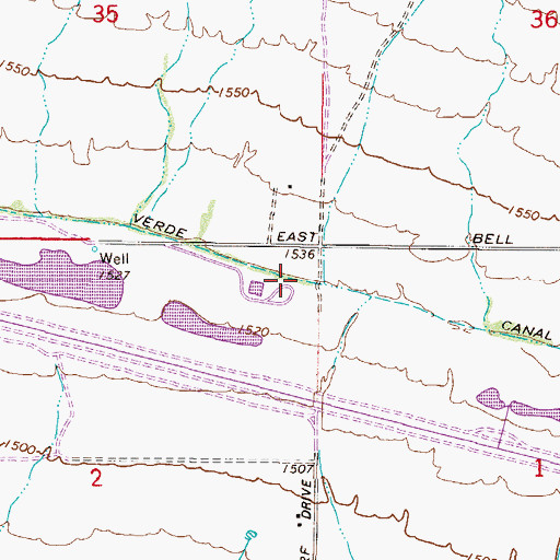 Topographic Map of Old Verde Canal, AZ