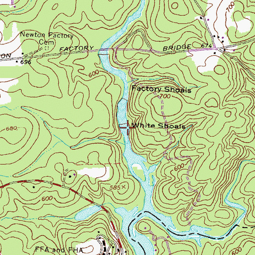 Topographic Map of White Shoals, GA