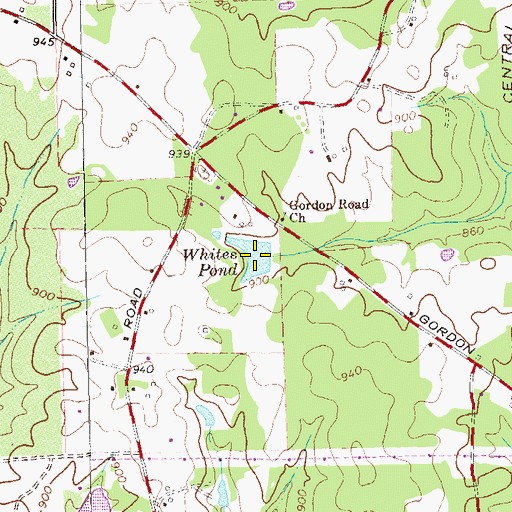 Topographic Map of Whites Pond, GA