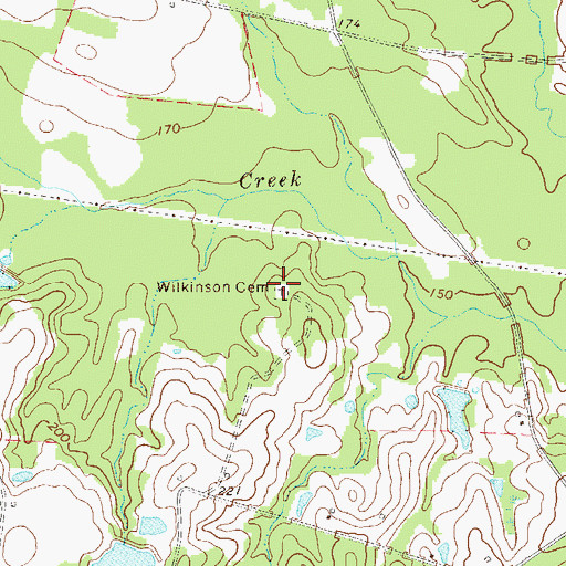 Topographic Map of Wilkinson Cemetery, GA