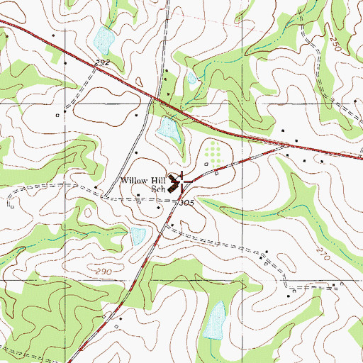 Topographic Map of Willow Hill School, GA