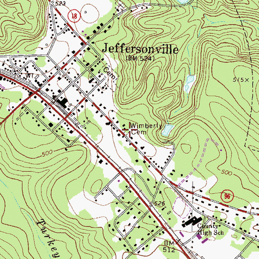Topographic Map of Wimberly Cemetery, GA