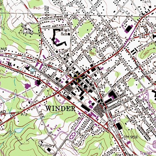 Topographic Map of Winder, GA