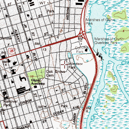 Topographic Map of Windsor Park, GA