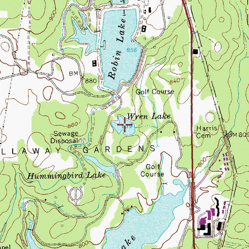 Topographic Map of Wren Lake, GA