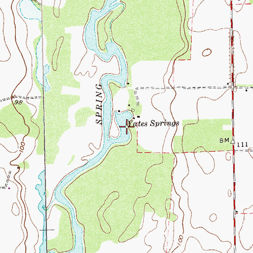 Topographic Map of Yates Springs, GA