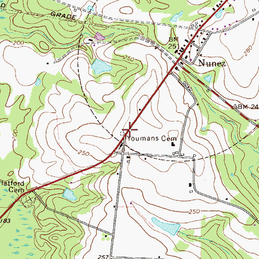 Topographic Map of Youmans Cemetery, GA