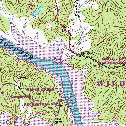 Topographic Map of Zachry Creek, GA