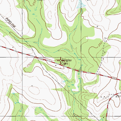 Topographic Map of Zeigler Cemetery Three, GA