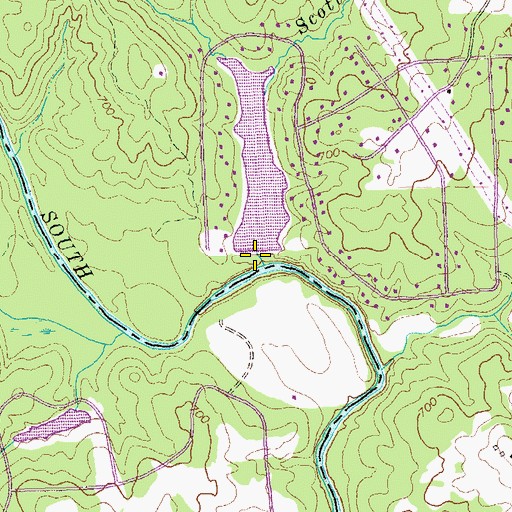 Topographic Map of Scott Creek, GA