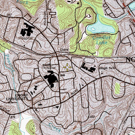 Topographic Map of Aidmore Hospital, GA