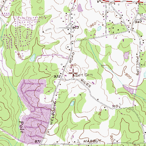 Topographic Map of Albert Cemetery, GA