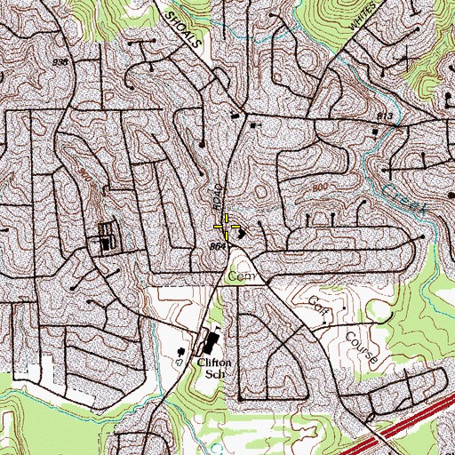 Topographic Map of Clifton Church, GA