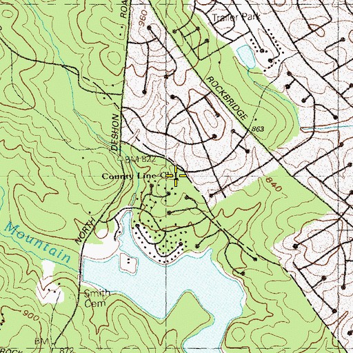 Topographic Map of County Line Church, GA