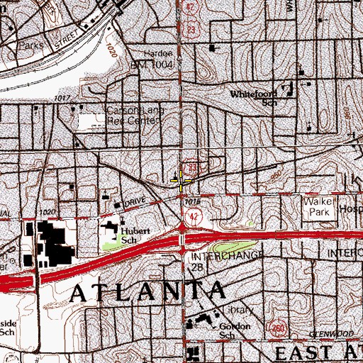 Topographic Map of East Atlanta Church, GA