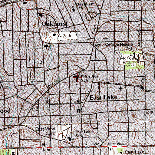 Topographic Map of Fifth Avenue Elementary School, GA