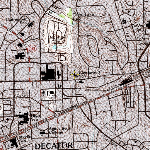 Topographic Map of Glennwood Elementary School, GA