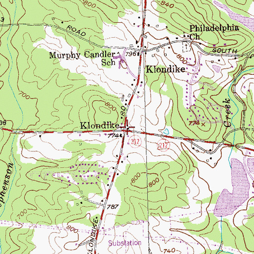 Topographic Map of Klondike, GA