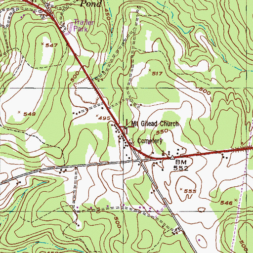 Topographic Map of Mount Gilead Church, GA