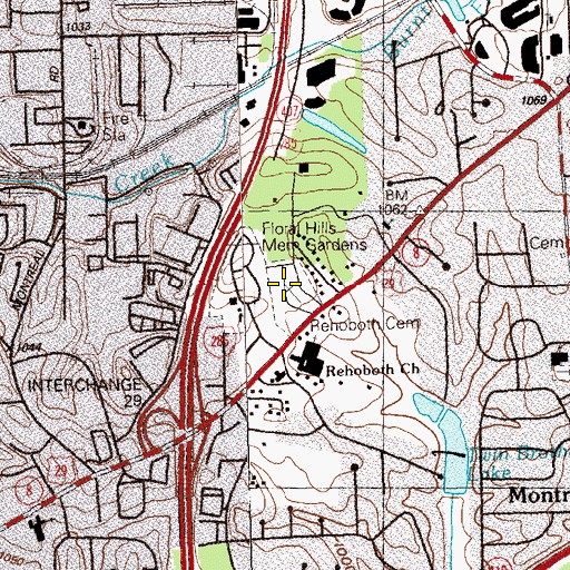 Topographic Map of Rehoboth Cemetery, GA