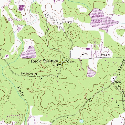 Topographic Map of Rock Springs Church, GA