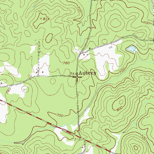 Topographic Map of Aubrey, GA