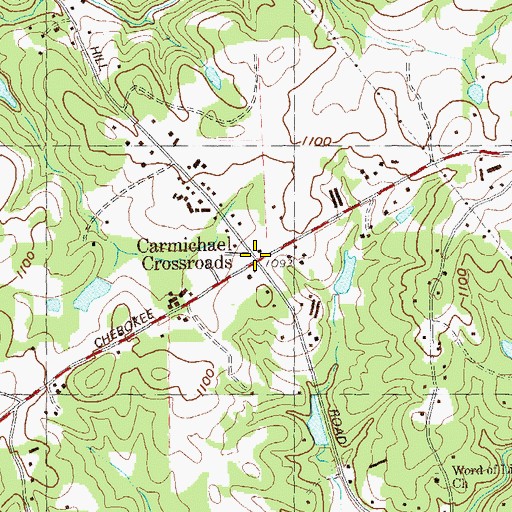 Topographic Map of Carmichael Crossroads, GA