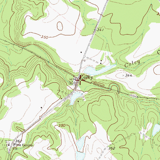 Topographic Map of Coley, GA
