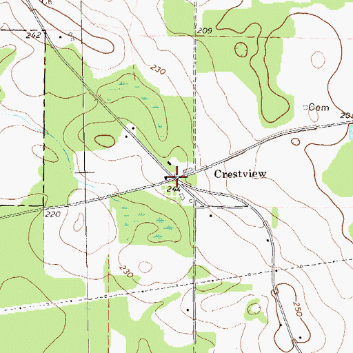 Topographic Map of Crestview, GA