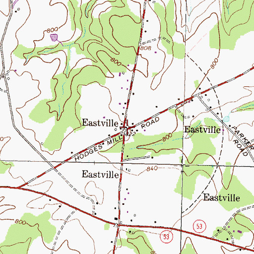 Topographic Map of Eastville, GA