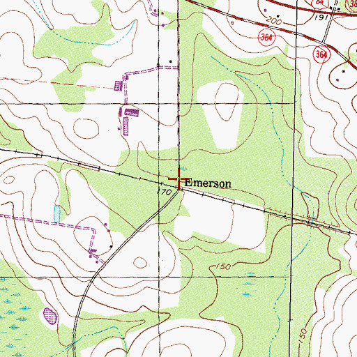Topographic Map of Emerson, GA