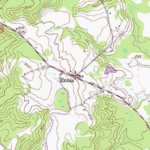 Topographic Map of Ennis, GA