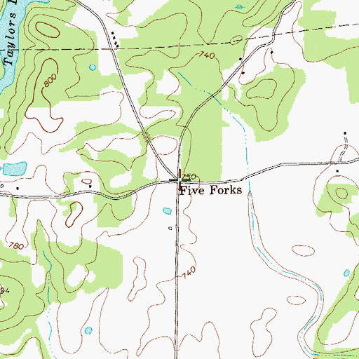 Topographic Map of Five Forks, GA