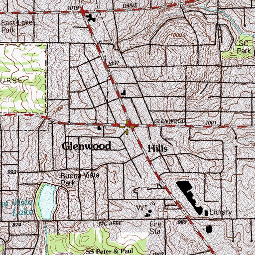 Topographic Map of Glenwood Hills, GA