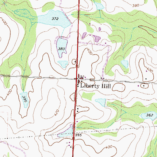 Topographic Map of Liberty Hill, GA