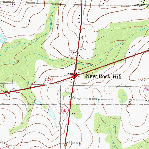 Topographic Map of New Rock Hill, GA