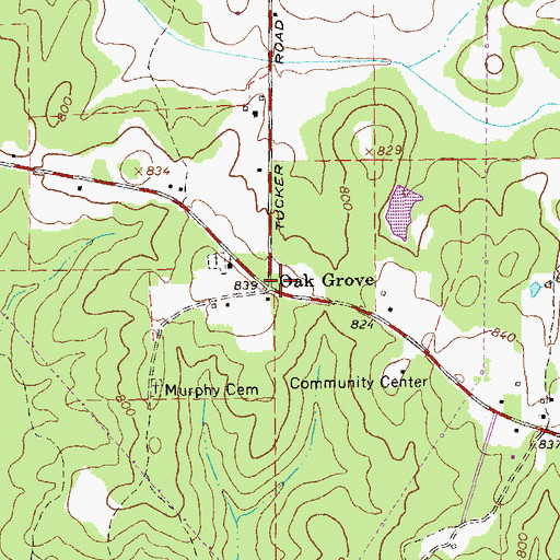 Topographic Map of Oak Grove, GA