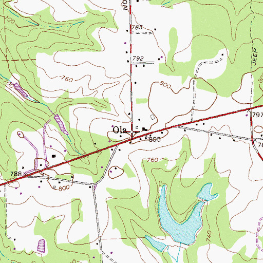 Topographic Map of Ola, GA