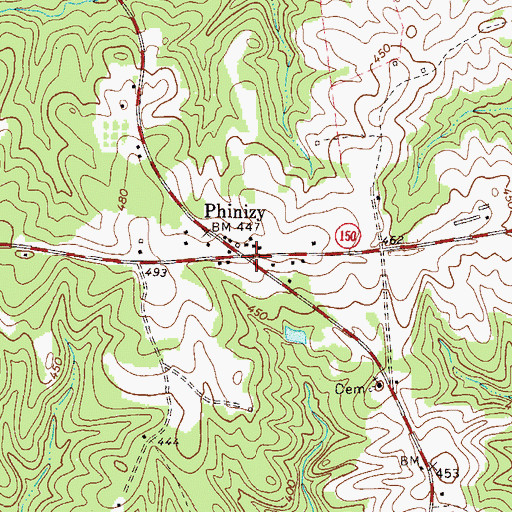 Topographic Map of Phinizy, GA