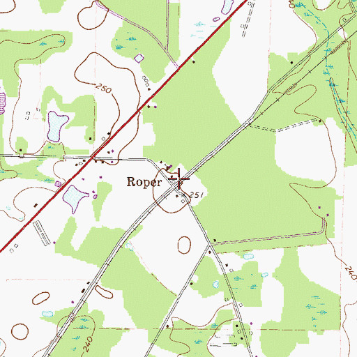 Topographic Map of Roper, GA