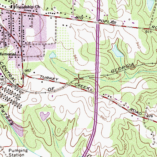 Topographic Map of Coweta County, GA