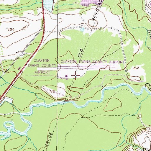 Topographic Map of Claxton-Evans County Airport, GA