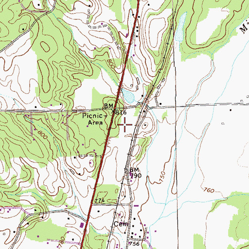 Topographic Map of R M Harris Airport, GA